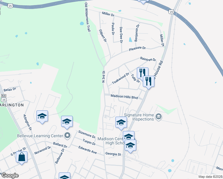 map of restaurants, bars, coffee shops, grocery stores, and more near 1073 Raintree Drive in Richmond