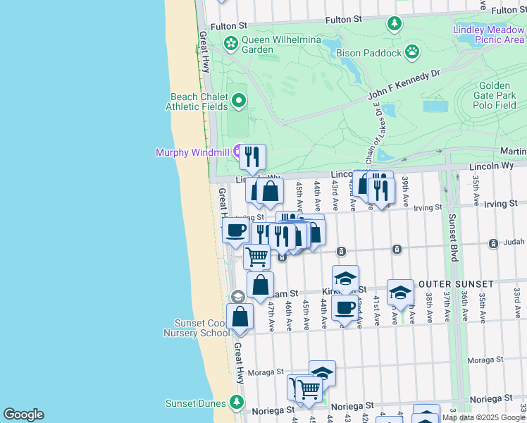 map of restaurants, bars, coffee shops, grocery stores, and more near in San Francisco