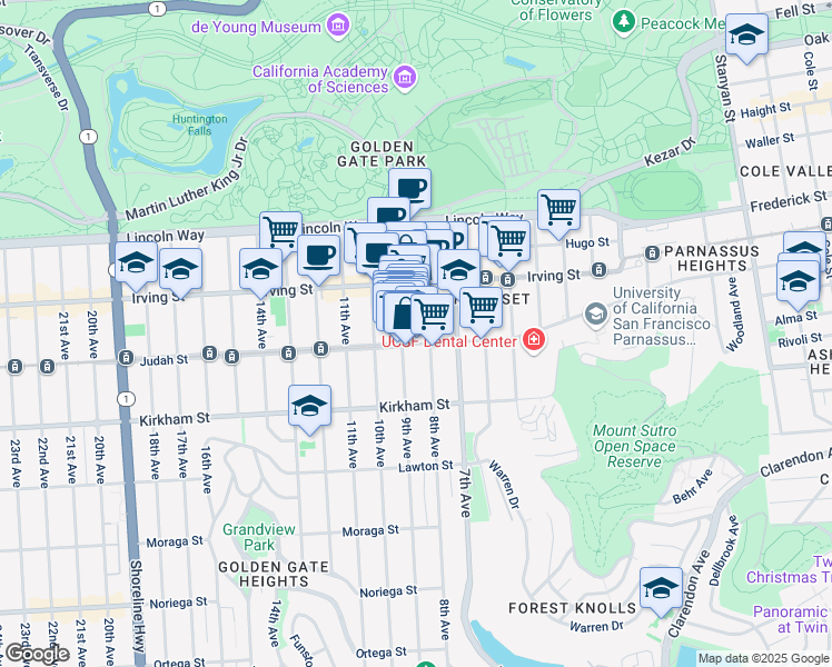 map of restaurants, bars, coffee shops, grocery stores, and more near in San Francisco