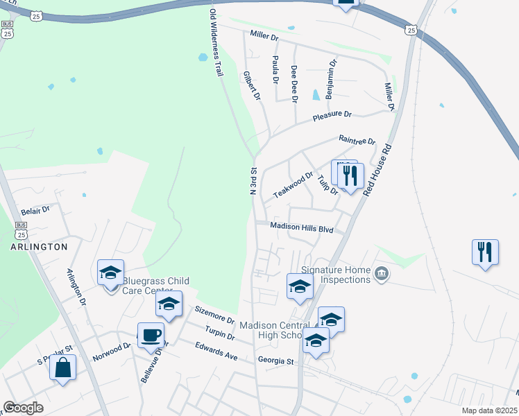 map of restaurants, bars, coffee shops, grocery stores, and more near 1073 Raintree Drive in Richmond