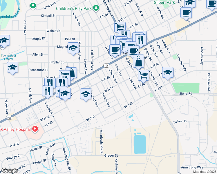 map of restaurants, bars, coffee shops, grocery stores, and more near 256 Davitt Avenue in Oakdale