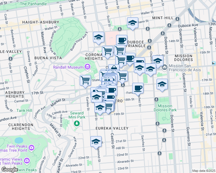 map of restaurants, bars, coffee shops, grocery stores, and more near in San Francisco
