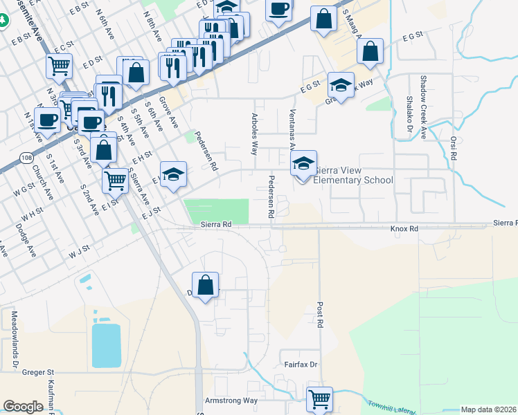map of restaurants, bars, coffee shops, grocery stores, and more near 654 Pedersen Road in Oakdale