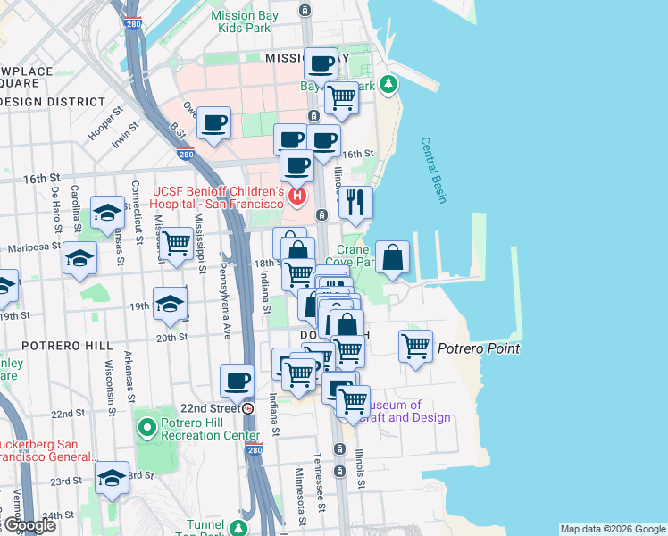 map of restaurants, bars, coffee shops, grocery stores, and more near in San Francisco