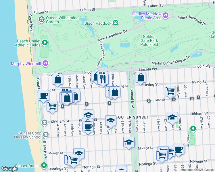 map of restaurants, bars, coffee shops, grocery stores, and more near in San Francisco