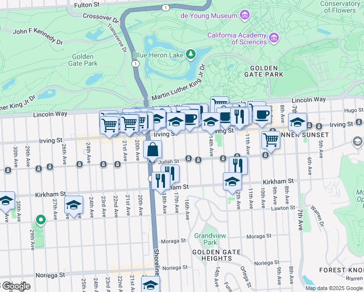 map of restaurants, bars, coffee shops, grocery stores, and more near in San Francisco