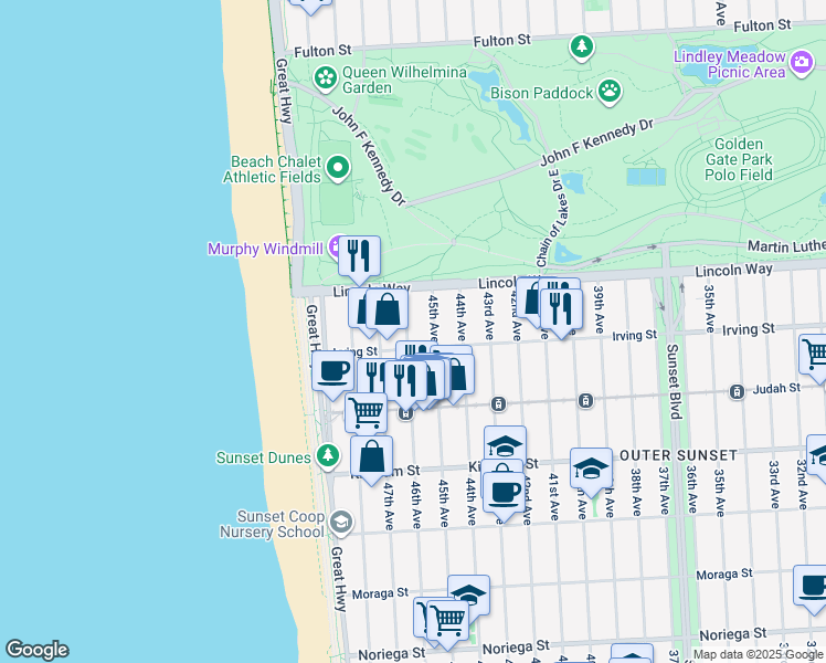 map of restaurants, bars, coffee shops, grocery stores, and more near in San Francisco