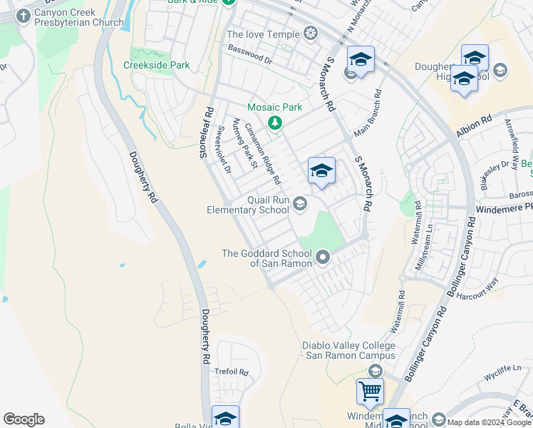 map of restaurants, bars, coffee shops, grocery stores, and more near 524 Crocus Hill Court in San Ramon