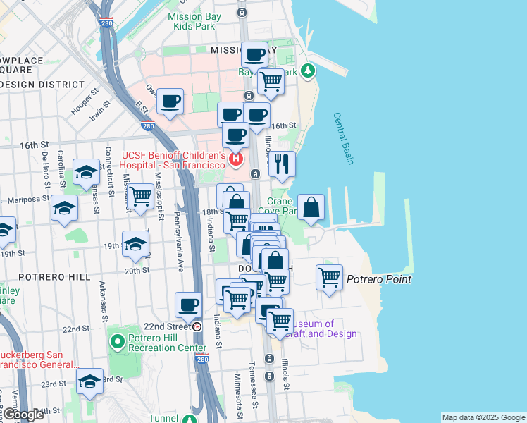 map of restaurants, bars, coffee shops, grocery stores, and more near in San Francisco