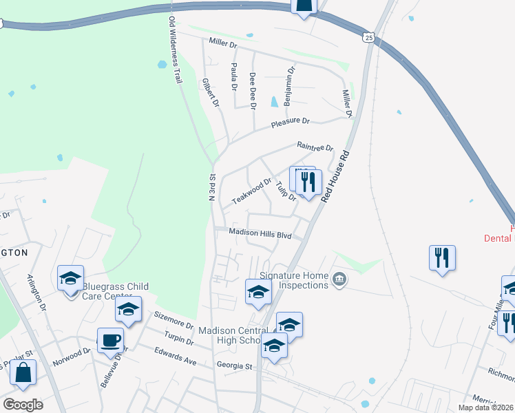map of restaurants, bars, coffee shops, grocery stores, and more near 137 Maple Hill Drive in Richmond