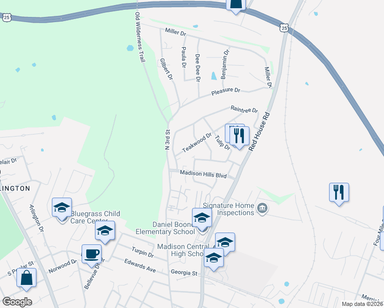 map of restaurants, bars, coffee shops, grocery stores, and more near 140 Maple Hill Drive in Richmond