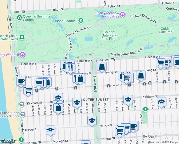 map of restaurants, bars, coffee shops, grocery stores, and more near in San Francisco