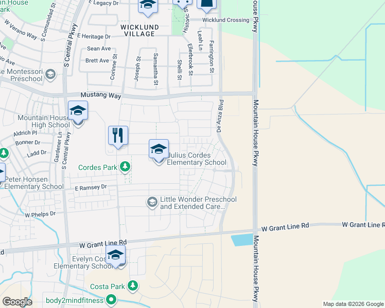 map of restaurants, bars, coffee shops, grocery stores, and more near 464 Yarrow Place in Tracy
