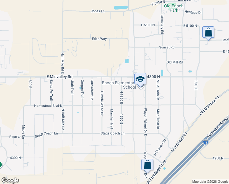 map of restaurants, bars, coffee shops, grocery stores, and more near 4670 Marshal Trail in Enoch