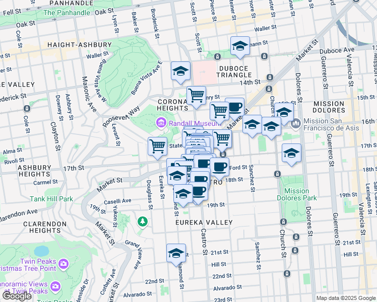 map of restaurants, bars, coffee shops, grocery stores, and more near in San Francisco