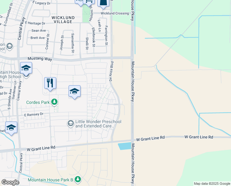 map of restaurants, bars, coffee shops, grocery stores, and more near 1300 Cow Court in Tracy