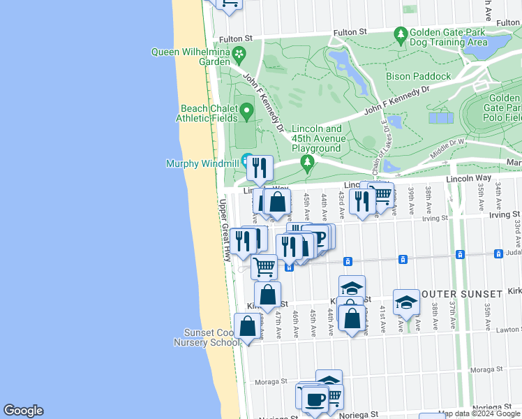 map of restaurants, bars, coffee shops, grocery stores, and more near in San Francisco