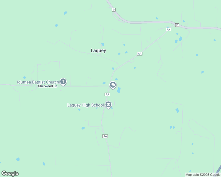map of restaurants, bars, coffee shops, grocery stores, and more near 27600 State Highway AA in Laquey