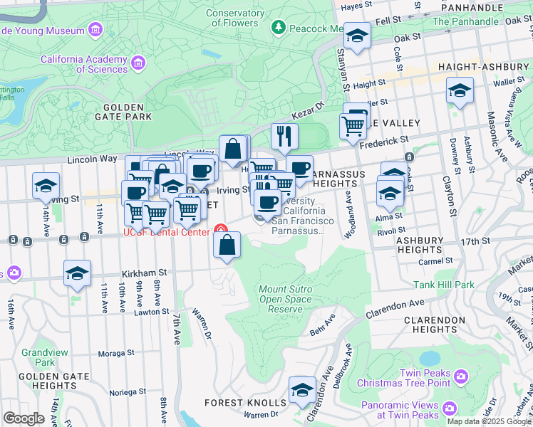 map of restaurants, bars, coffee shops, grocery stores, and more near in San Francisco