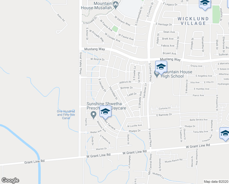 map of restaurants, bars, coffee shops, grocery stores, and more near 371 Aldrich Place in Tracy
