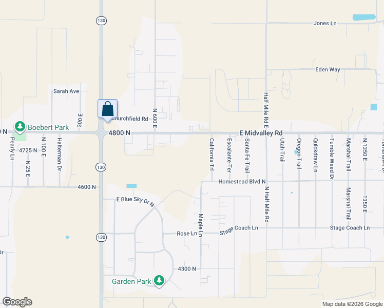map of restaurants, bars, coffee shops, grocery stores, and more near 731 4800 North in Enoch