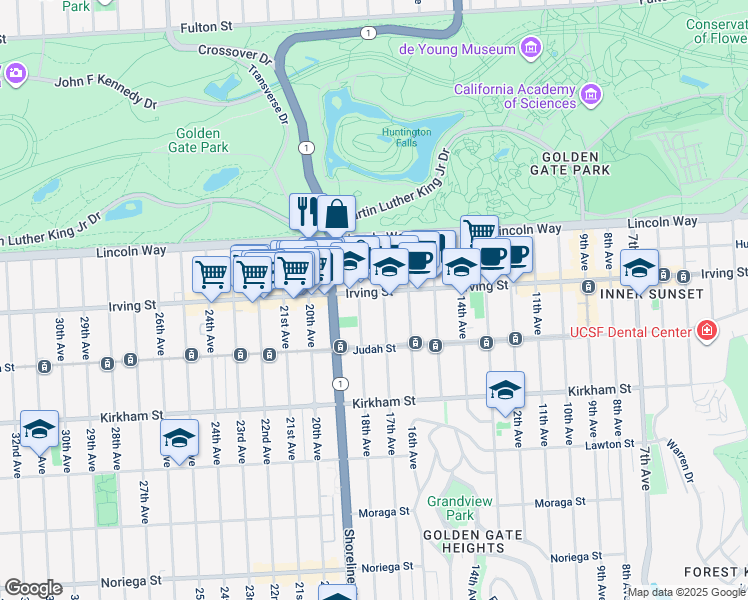 map of restaurants, bars, coffee shops, grocery stores, and more near in San Francisco