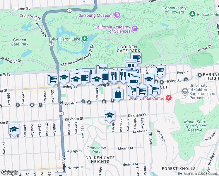 map of restaurants, bars, coffee shops, grocery stores, and more near in San Francisco