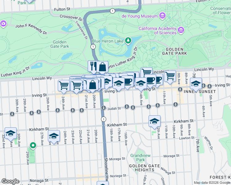 map of restaurants, bars, coffee shops, grocery stores, and more near in San Francisco