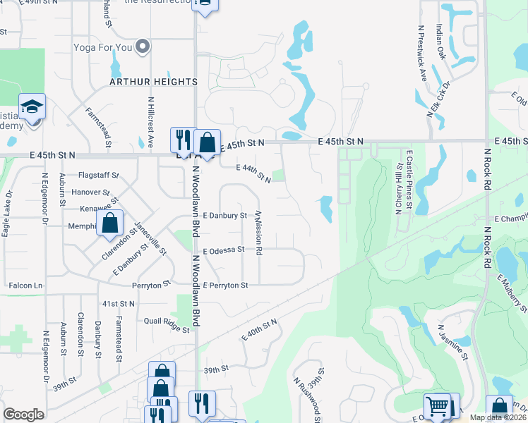 map of restaurants, bars, coffee shops, grocery stores, and more near 4452-4456 North Mission Road in Bel Aire