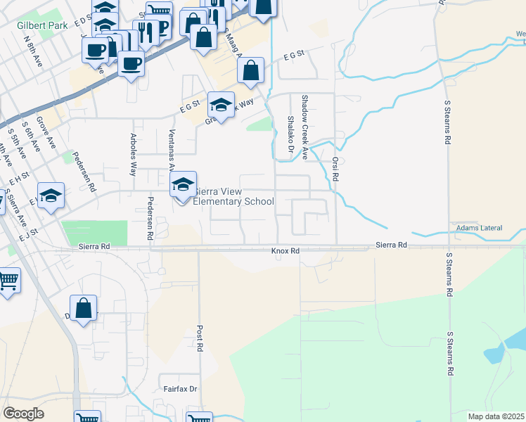 map of restaurants, bars, coffee shops, grocery stores, and more near 1475 Tumbleweed Court in Oakdale