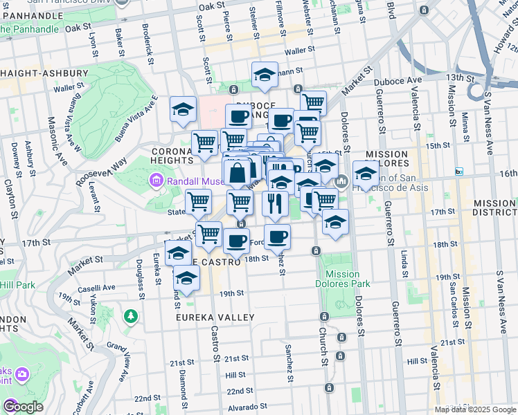 map of restaurants, bars, coffee shops, grocery stores, and more near in San Francisco