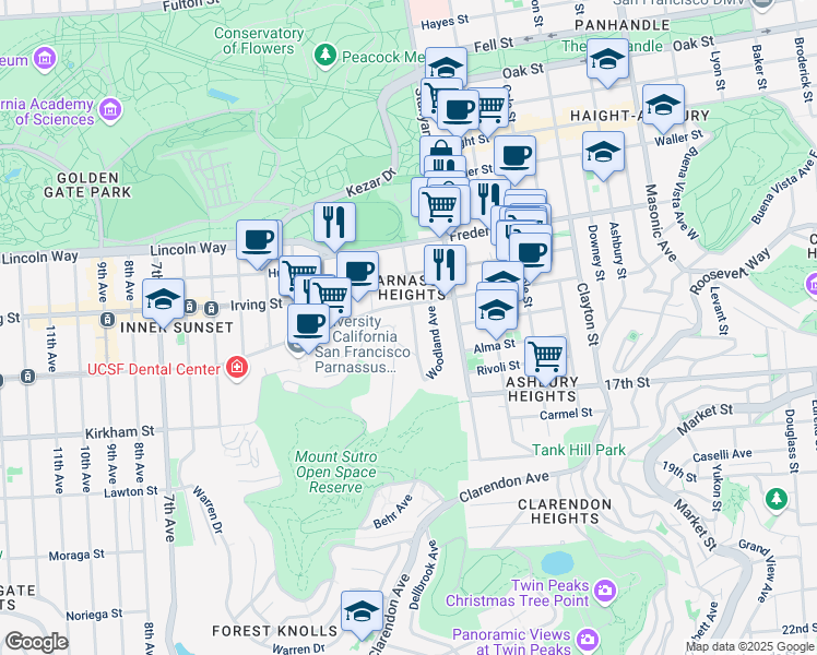 map of restaurants, bars, coffee shops, grocery stores, and more near in San Francisco