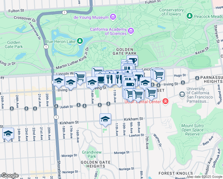 map of restaurants, bars, coffee shops, grocery stores, and more near in San Francisco