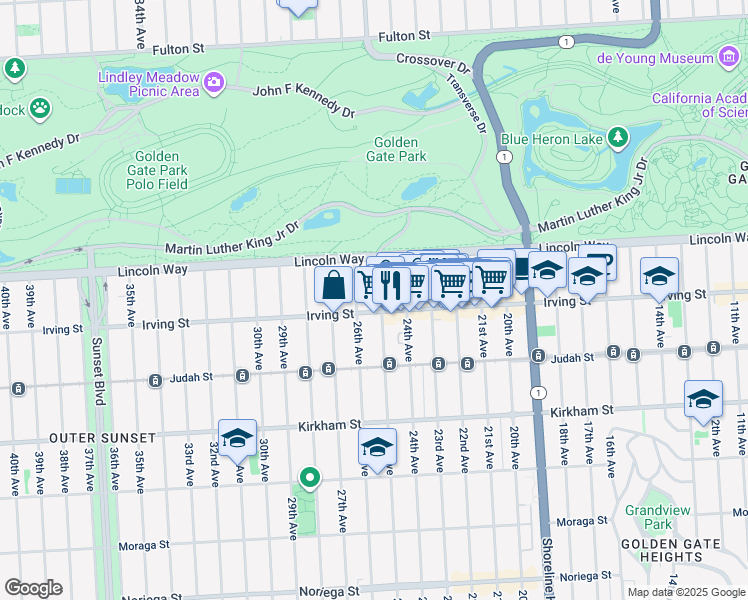 map of restaurants, bars, coffee shops, grocery stores, and more near in San Francisco