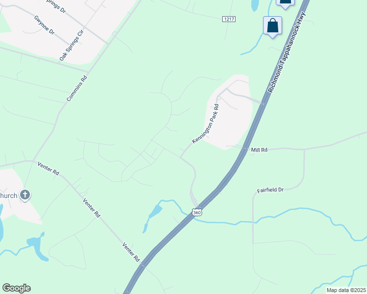 map of restaurants, bars, coffee shops, grocery stores, and more near 2112 Chaucer Court in Aylett