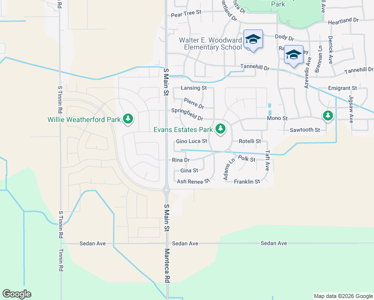 map of restaurants, bars, coffee shops, grocery stores, and more near 2574 Gianna Marie ave in Manteca