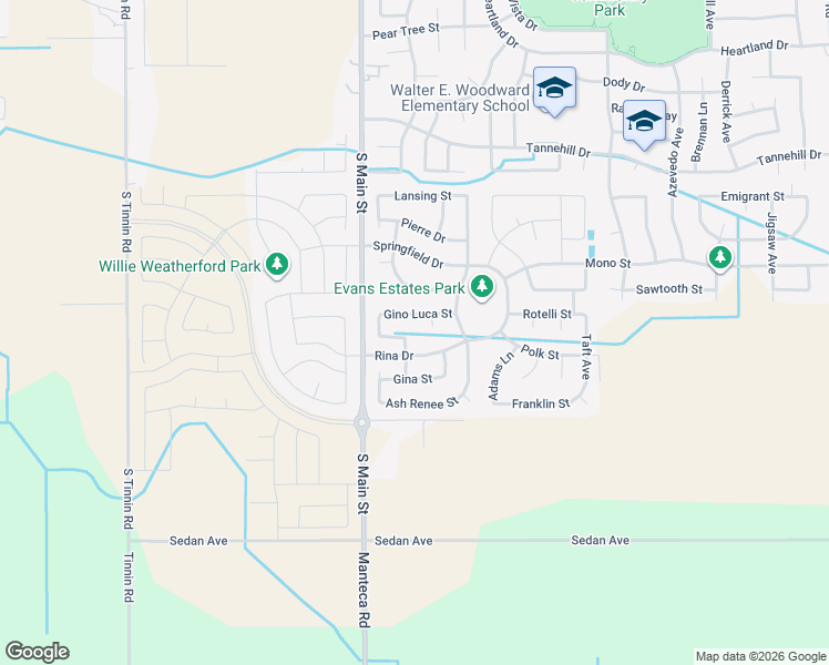 map of restaurants, bars, coffee shops, grocery stores, and more near 2574 Gianna Marie ave in Manteca