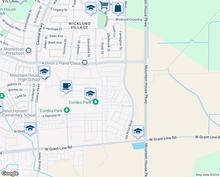 map of restaurants, bars, coffee shops, grocery stores, and more near 1083 S yerba buena ct in Mountain House