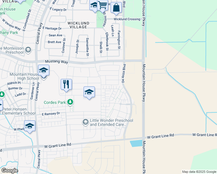 map of restaurants, bars, coffee shops, grocery stores, and more near 1083 S yerba buena ct in Mountain House