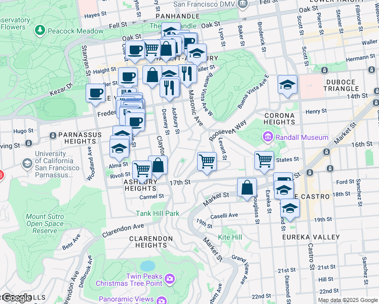 map of restaurants, bars, coffee shops, grocery stores, and more near in San Francisco