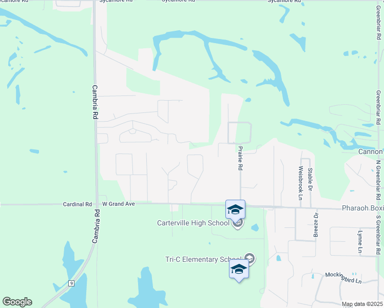 map of restaurants, bars, coffee shops, grocery stores, and more near 220 Timber Trail in Carterville