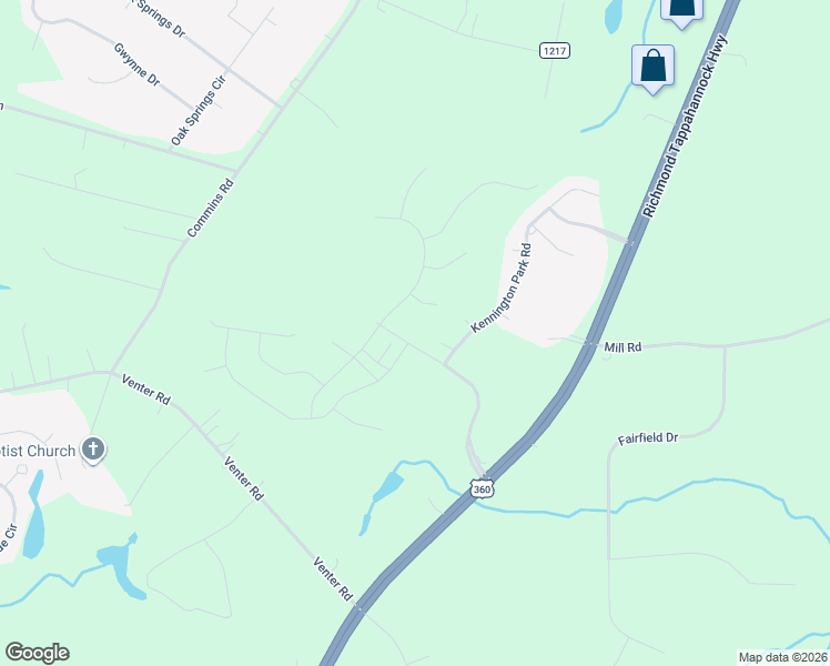 map of restaurants, bars, coffee shops, grocery stores, and more near 2206 Kennington Parkway South in Aylett