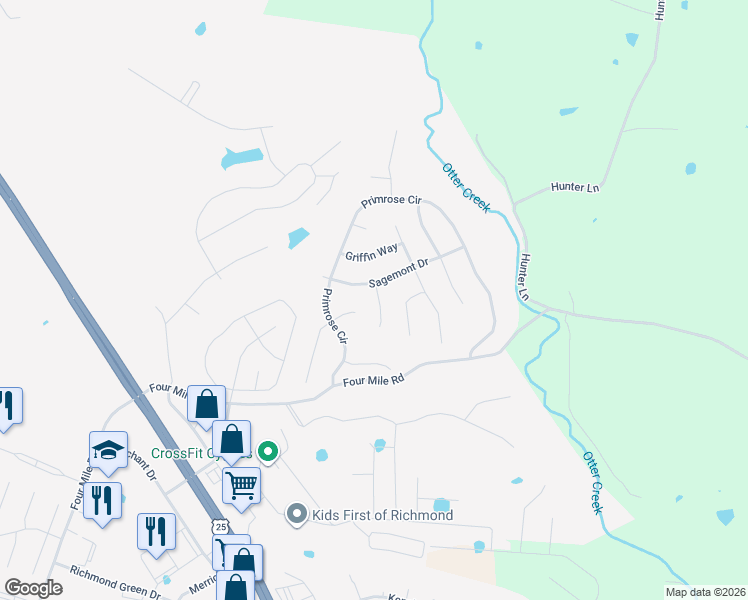 map of restaurants, bars, coffee shops, grocery stores, and more near 304 Ravenwood Place in Richmond