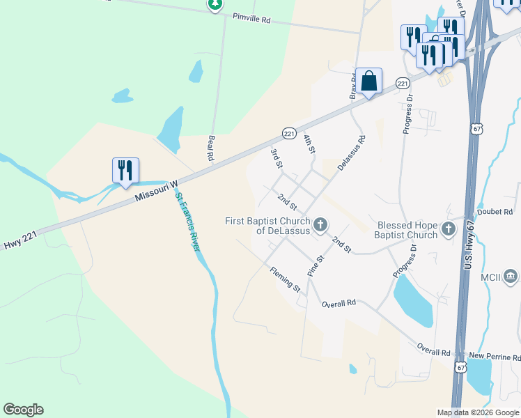map of restaurants, bars, coffee shops, grocery stores, and more near 2010 Spruce Street in Farmington