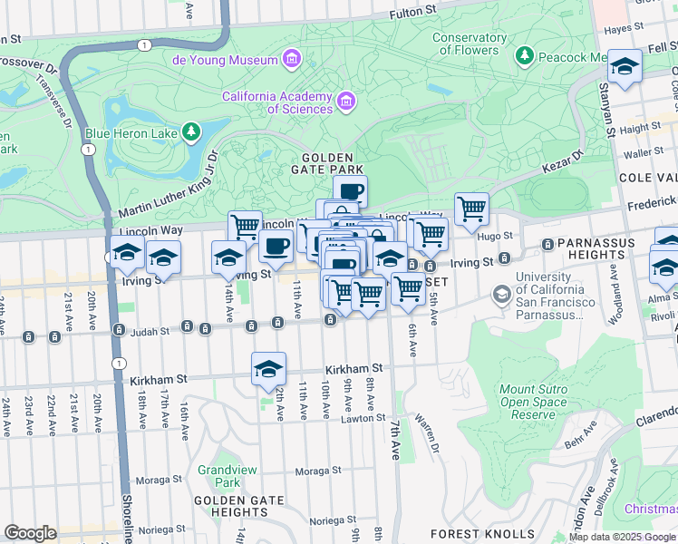map of restaurants, bars, coffee shops, grocery stores, and more near in San Francisco