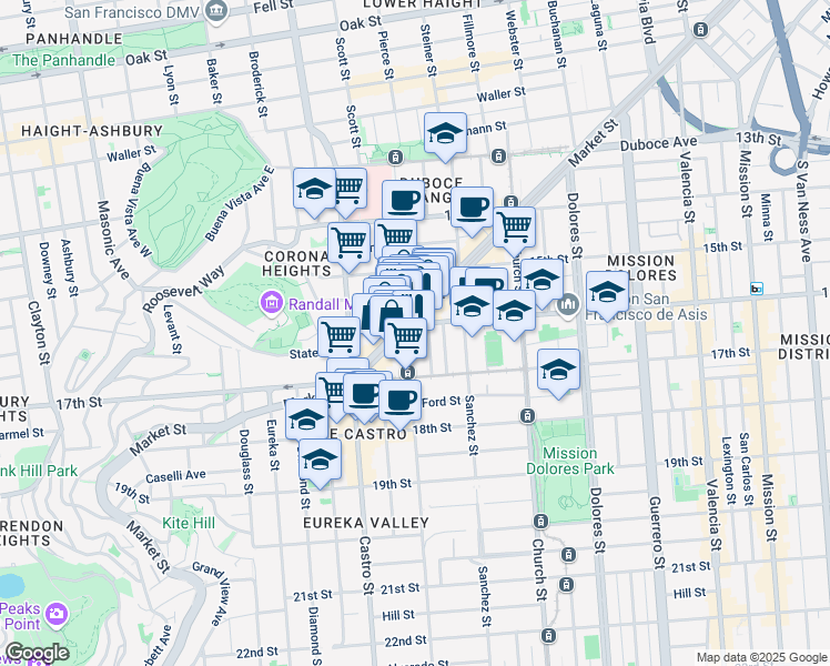 map of restaurants, bars, coffee shops, grocery stores, and more near in San Francisco