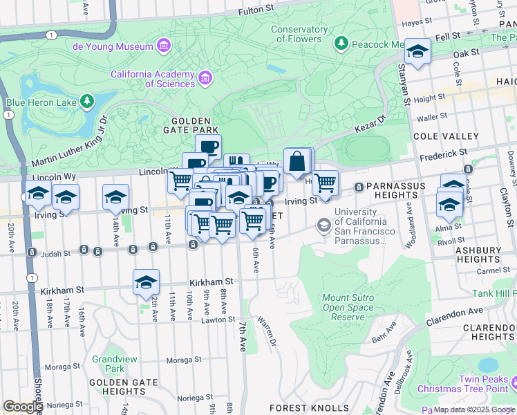 map of restaurants, bars, coffee shops, grocery stores, and more near in San Francisco