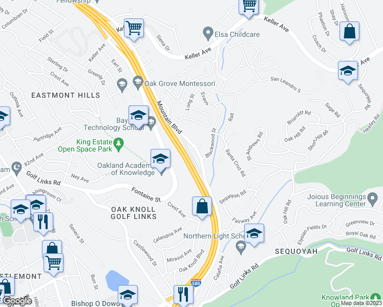 map of restaurants, bars, coffee shops, grocery stores, and more near in Oakland