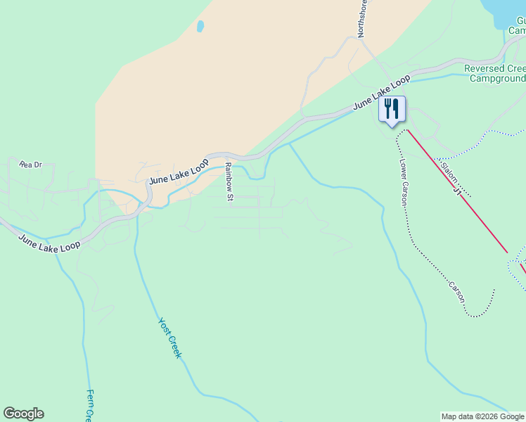 map of restaurants, bars, coffee shops, grocery stores, and more near 818 Palisades Drive in June Lake