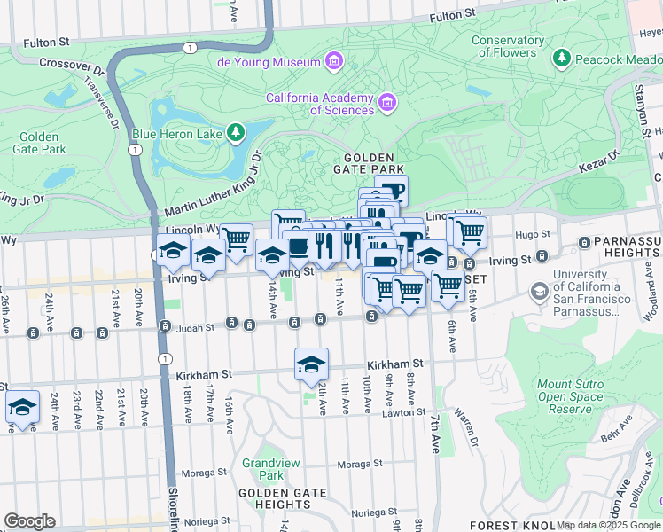 map of restaurants, bars, coffee shops, grocery stores, and more near in San Francisco